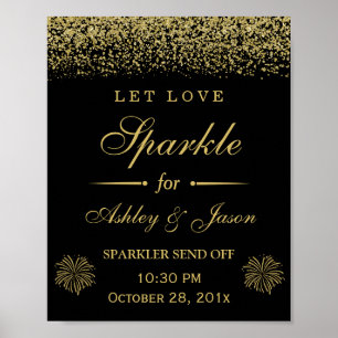 Liebe Sparkle Gold Glitzer Hochzeitszeichen gelass Poster