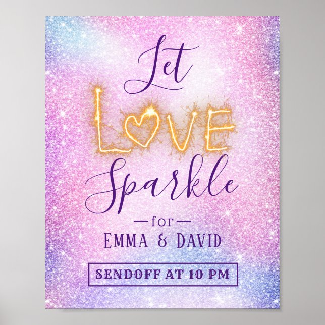 Liebe Sparkle Pastel Glitzer abschicken Hochzeit Poster (Vorne)