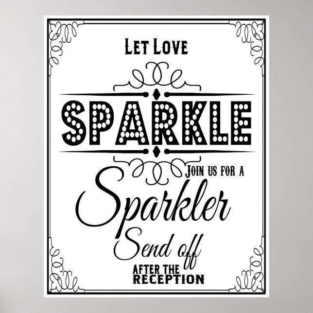 Liebe Sparkle Plakat für eine Hochzeit Sparkler ge (Vorne)