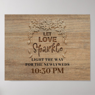 Liebe Sparkle Rustikale Hochzeitszeichen aus Holz  Poster