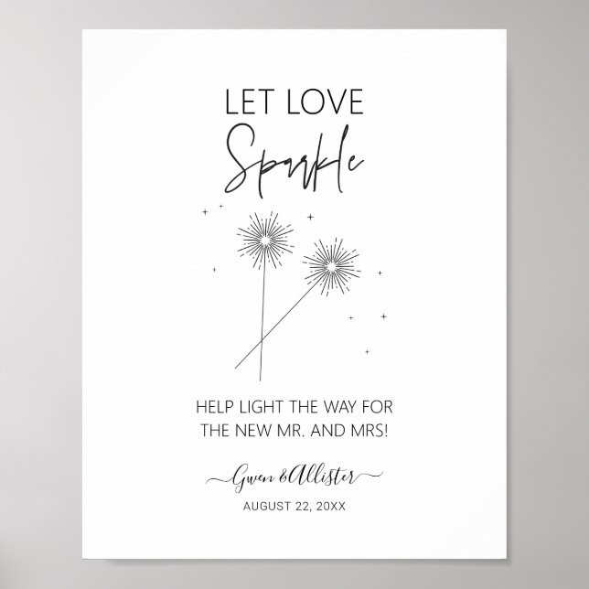 Liebe Sparkle Sign Wedding Empfang Sendoff Poster (Vorne)