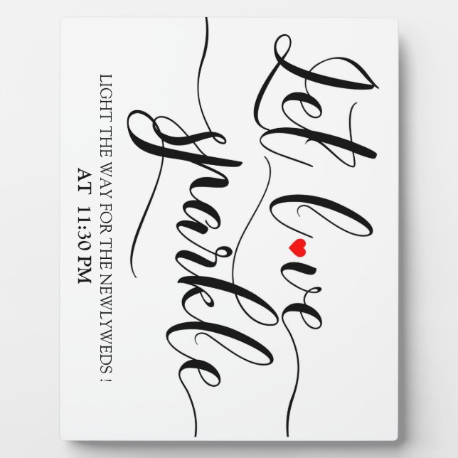 Liebe Sparkle signieren Tabletop Plaque mit Easel  Fotoplatte (Vorderseite)