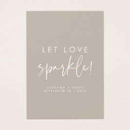 Liebe Sparkle Taupe Wedding Sparkler Tag gelassen