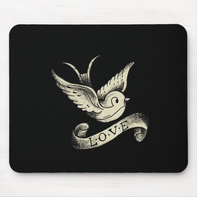 Liebe Sparrow Vintag Tattoo Design Mousepad (Vorne)