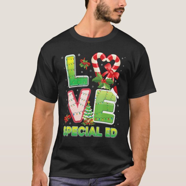 Liebe Special Ed Christmas Weihnachtsmannmütze Leh T-Shirt (Vorderseite)