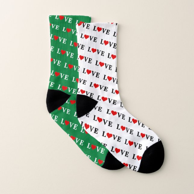 LIEBE | Spiegelung: grün, außen weiß Socken (Paar)