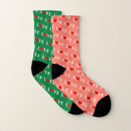 LIEBE | Spiegelung: grün innen, außen orange Socken