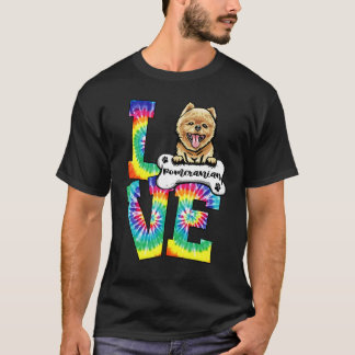 Liebe Spitz Gefärbte Krawatte Regenbogen Hund T-Shirt