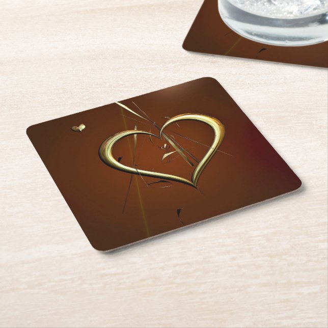Liebe-Splitter von Gold-Paper-Untersetzer Rechteckiger Pappuntersetzer (angewinkelt)