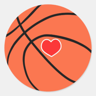 Liebe Sport Basketball. Ball mit Herz Runder Aufkleber