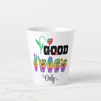 Liebe sprechen. Gute Vibes wecken Milchtasse
