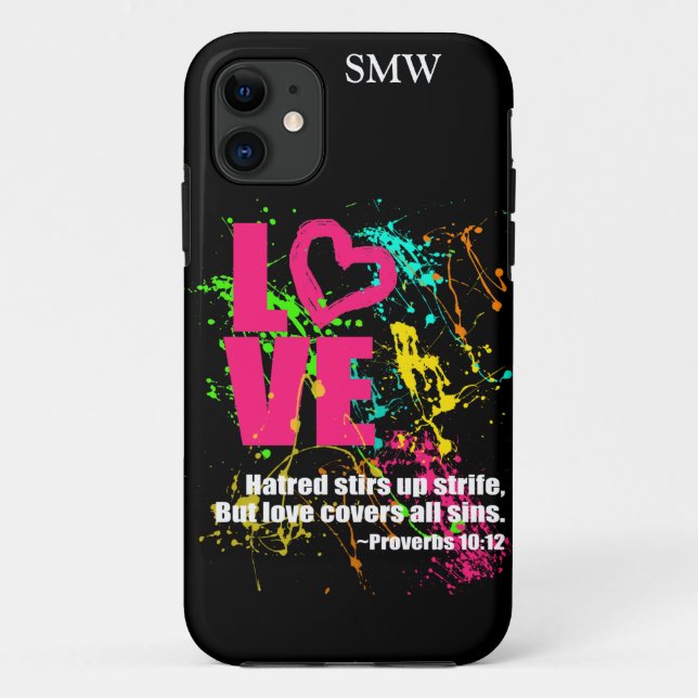 Liebe Sprichwörter Bibel Verse Neon Paint Spritzer Case-Mate iPhone Hülle (Rückseite)