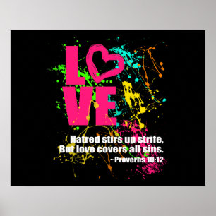 Liebe Sprichwörter Bible Verse Neon Paint Spritzer Poster
