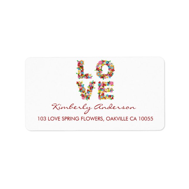 LIEBE Spring Flowers Brautparty Address Labels Adressaufkleber (Vorne)
