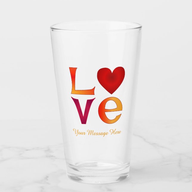 LIEBE Square Letters Ombre Red & Yellow Glas (Vorderseite)