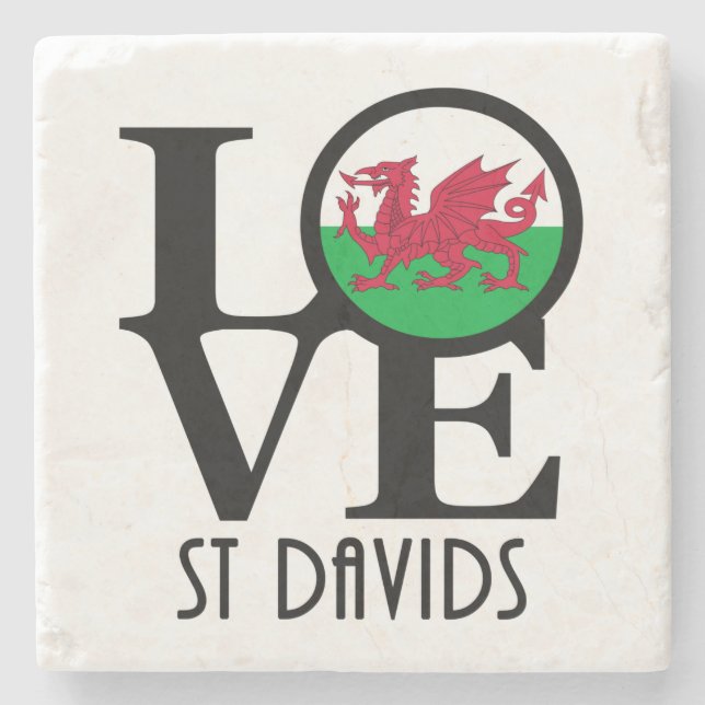 LIEBE St Davids Wales Steinuntersetzer (Vorderseite)