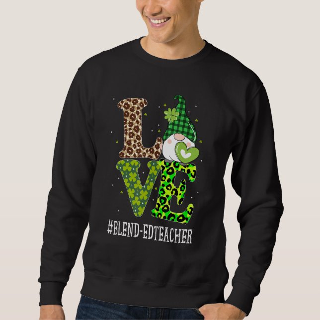 Liebe St Patricks Day Gnome Leopar Sweatshirt (Vorderseite)
