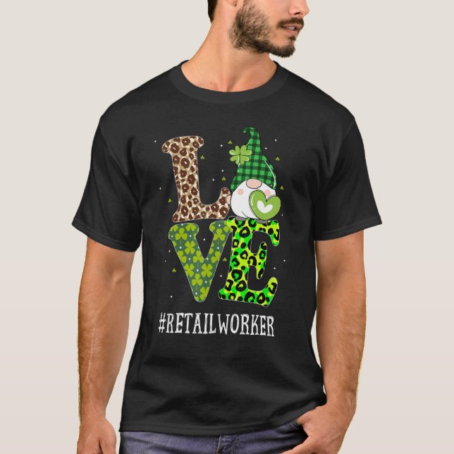 Liebe St Patricks Day Gnome Leopard S T-Shirt (Vorderseite)