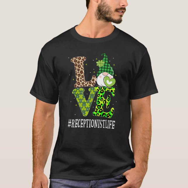 Liebe St Patricks Day Gnome Leopard Wo T-Shirt (Vorderseite)