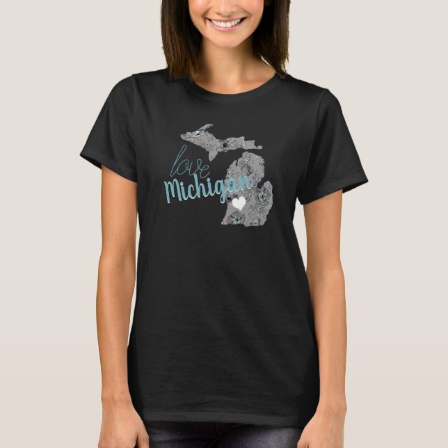 Liebe Staat von Michigan Grey Blue Pupies T-Shirt (Vorderseite)