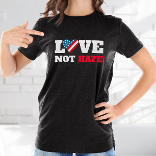 Liebe statt Hass USA-Flagge Herz Fette Rustikale P T-Shirt
