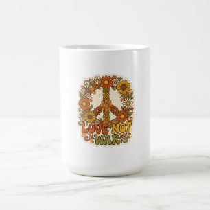 Liebe statt Krieg Retro-Blumen-Friedenszeichen Kaffeetasse