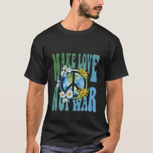 Liebe statt Krieg Retro Hippie Floral Peace Sign T-Shirt