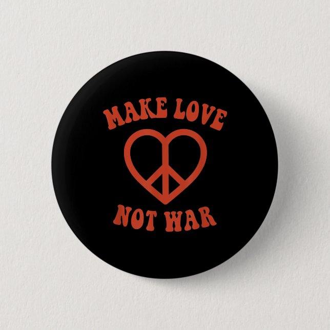 Liebe statt Krieg Retro-Hippie-Friedenszeichen Button (Vorderseite)