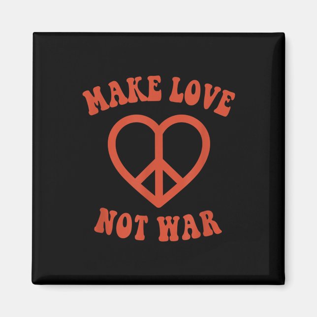 Liebe statt Krieg Retro-Hippie-Friedenszeichen Magnet (Vorne)