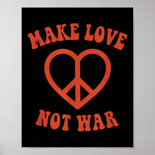 Liebe statt Krieg Retro-Hippie-Friedenszeichen Poster