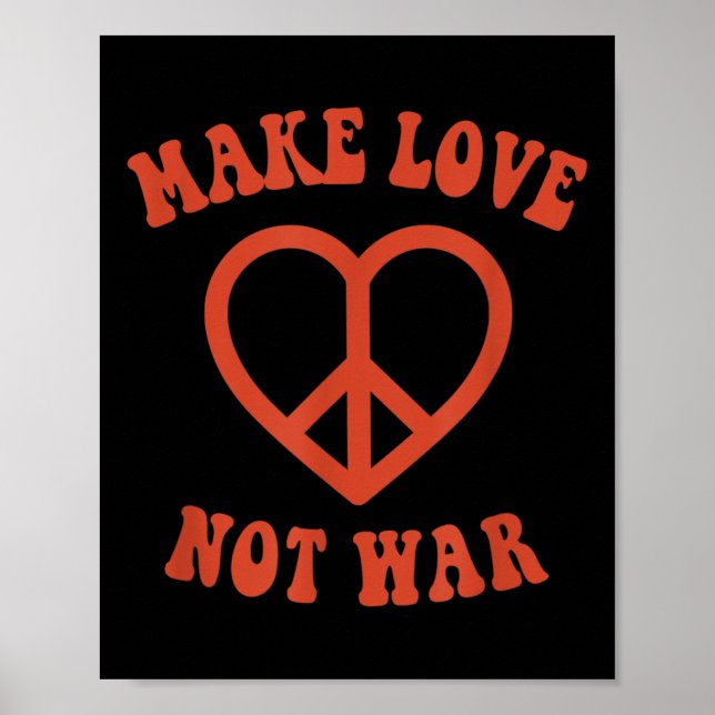 Liebe statt Krieg Retro-Hippie-Friedenszeichen Poster (Vorne)