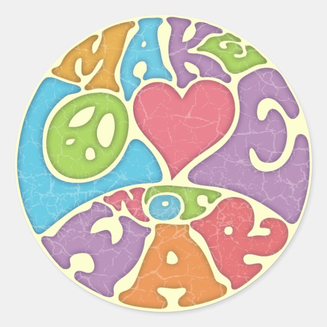 Liebe statt Krieg Runder Aufkleber (Vorderseite)