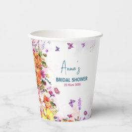 Liebe steht in voller Blüte, bunte Wildblumen-Brau Pappbecher