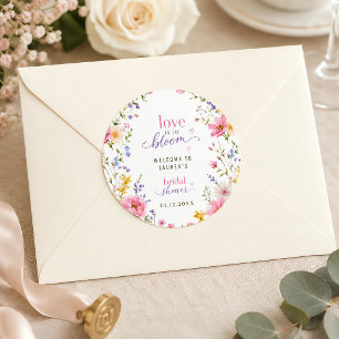 Liebe steht in voller Blüte Chic Floral Rosa Custo Runder Aufkleber