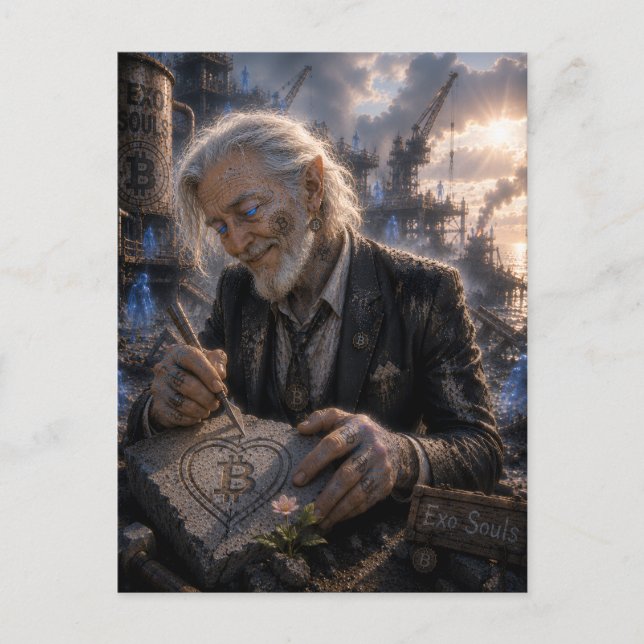 Liebe / Steinmetz / Ölbohrinsel Postkarte (Vorderseite)