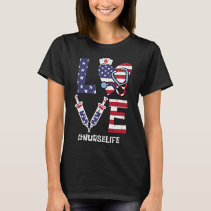 Liebe Stethoscope Nurse 4. Juli Krankenpflege T-Shirt