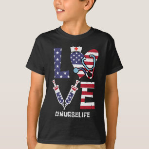 Liebe Stethoscope Nurse 4. Juli Krankenpflege T-Shirt