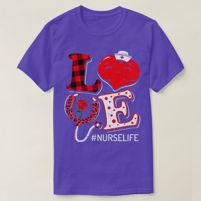 LIEBE Stethoscope Nurse Life Valentine Day Leopard T-Shirt (Design vorne)