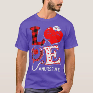 LIEBE Stethoscope Nurse Life Valentine Day Leopard T-Shirt