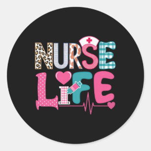Liebe Stethoscope Nurse Life Valentinstag Runder Aufkleber