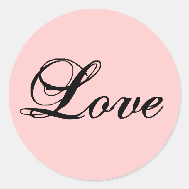 Liebe Sticker_Black auf Baby Pink Runder Aufkleber (Vorderseite)