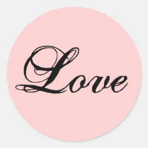 Liebe Sticker_Black auf Baby Pink Runder Aufkleber
