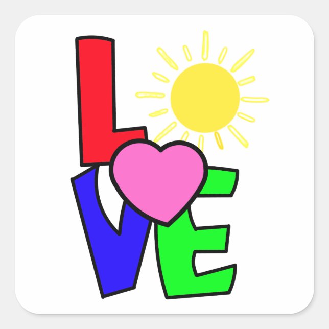 Liebe-Stickerbögen Quadratischer Aufkleber (Vorderseite)