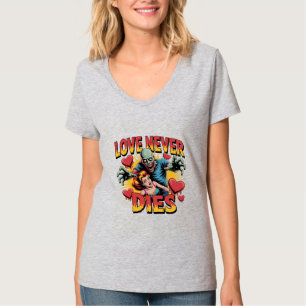 Liebe stirbt nie – Retro-Zombie-Horror-Pin-Up T-Shirt