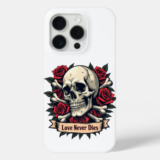 Liebe stirbt nie Schädel und Rose Case-Mate iPhone Hülle