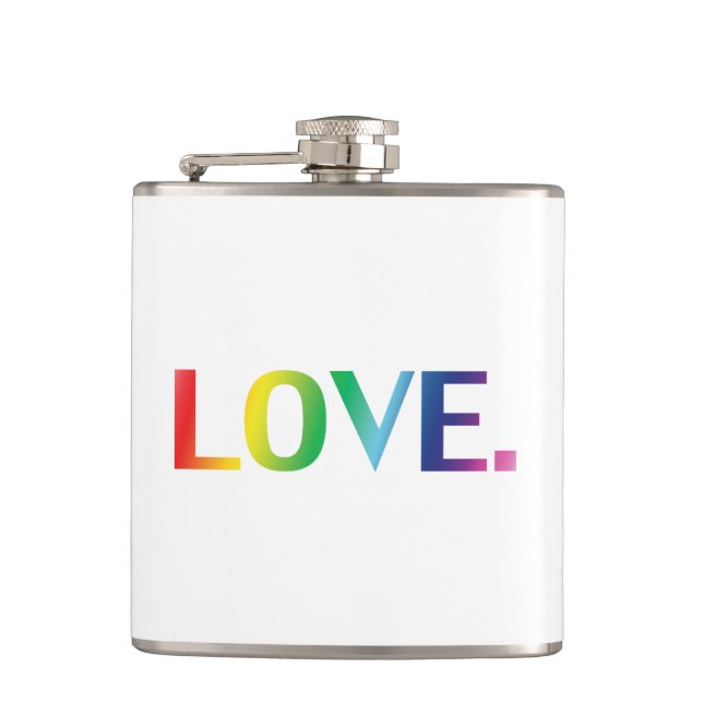 Liebe, Stolz lgbtq Gay quee Regenbogenfarben Flachmann (Vorderseite)