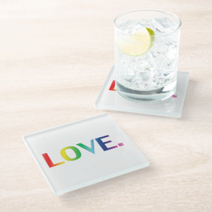 Liebe, Stolz lgbtq Gay quee Regenbogenfarben Glasuntersetzer