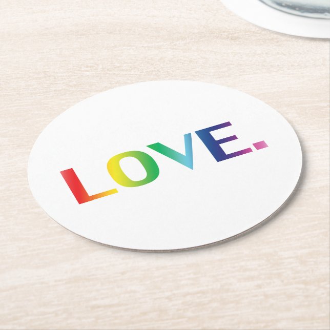 Liebe, Stolz lgbtq Gay quee Regenbogenfarben Runder Pappuntersetzer (Angewinkelt)