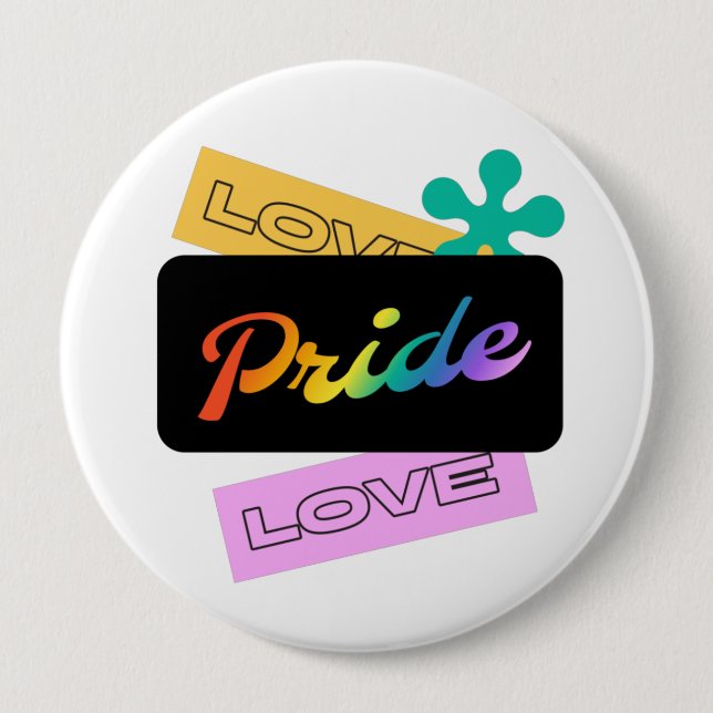 Liebe stolz Liebe. LGBT+Stolz. Rainbow Button (Vorderseite)