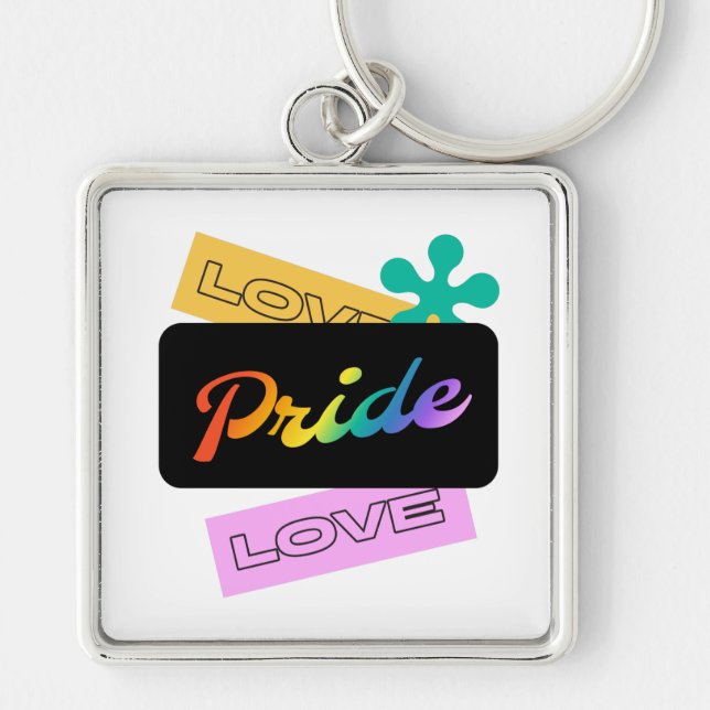 Liebe stolz Liebe. LGBT+Stolz. Rainbow Schlüsselan Schlüsselanhänger (Vorne)